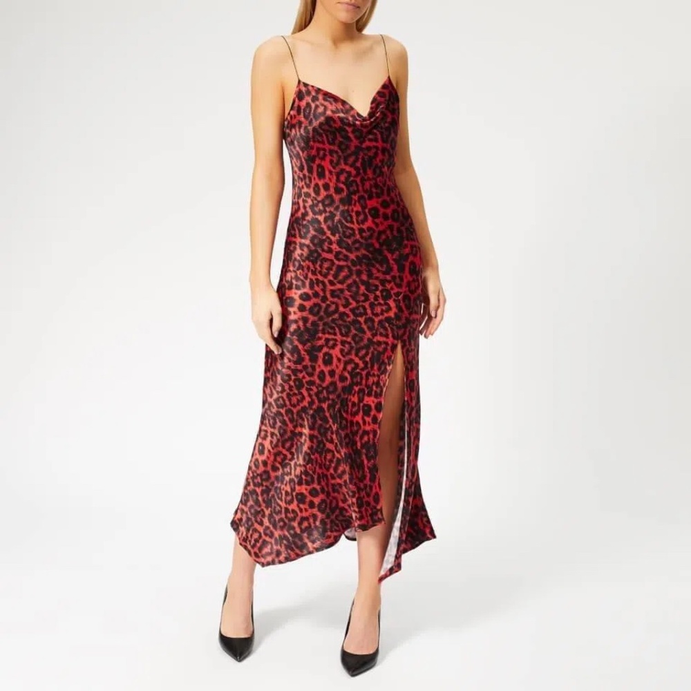 Bec and Bridge Red Leopard Midi Dress